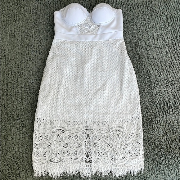 bebe | Dresses | Elegant Light Blue Lace Strapless Dress | Poshmark